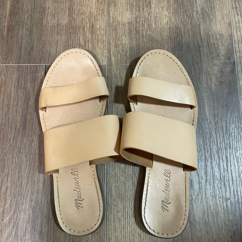 Madewell The Boardwalk Double-Strap Slide Leather Sandal Nude 6 1/2